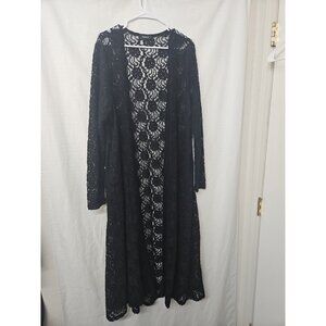Womens TORRID Sz 2/3 Long Black Lace Duster Floral Whimsigoth Witchy Vamp Fairy